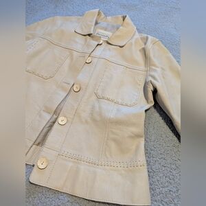 Emanuell’s Leather Jacket, Stitch Detail Cream Sz.L, Vintage